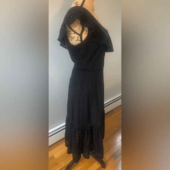 BLACK BANANA REPUBLIC ONE SHOULDER RUFFLE MIDI DRESS SIZE US 4 - Picture 6 of 11